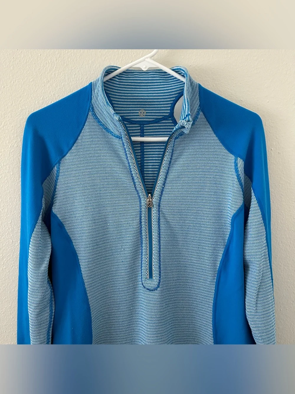 Lululemon Run U-Turn Half Zip Pullover Reversible Pique Blue Women’s Size 12 ?